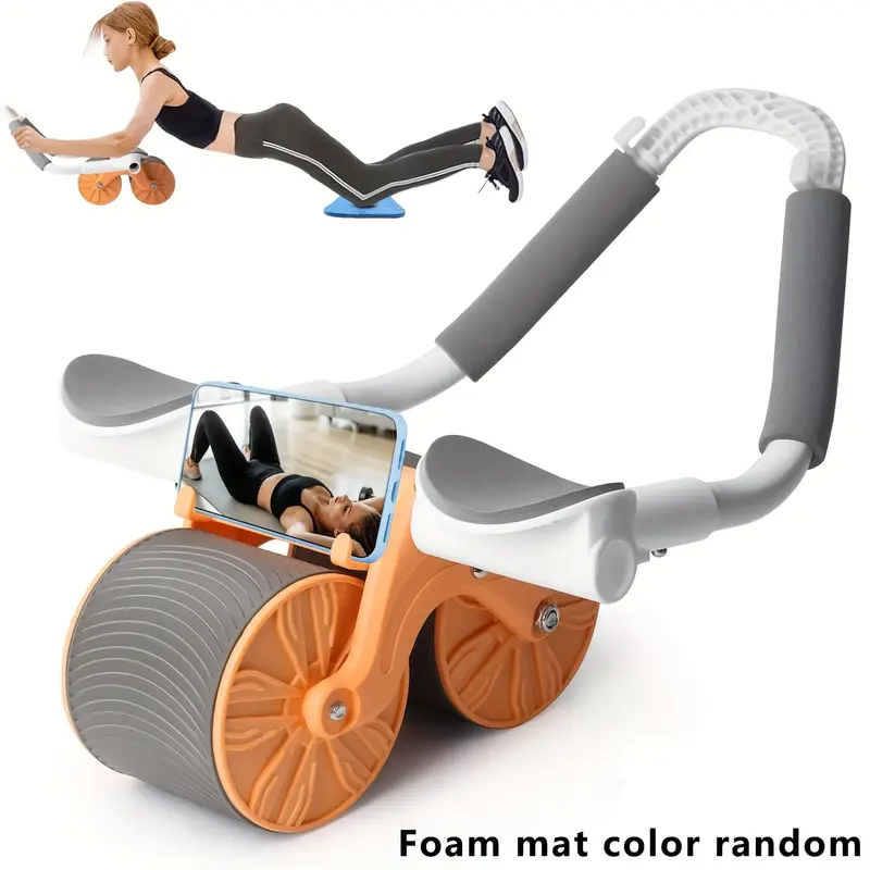 Rodillo Abdominal Ergonómico con Soporte para Codos y Rebote Automático + Mat